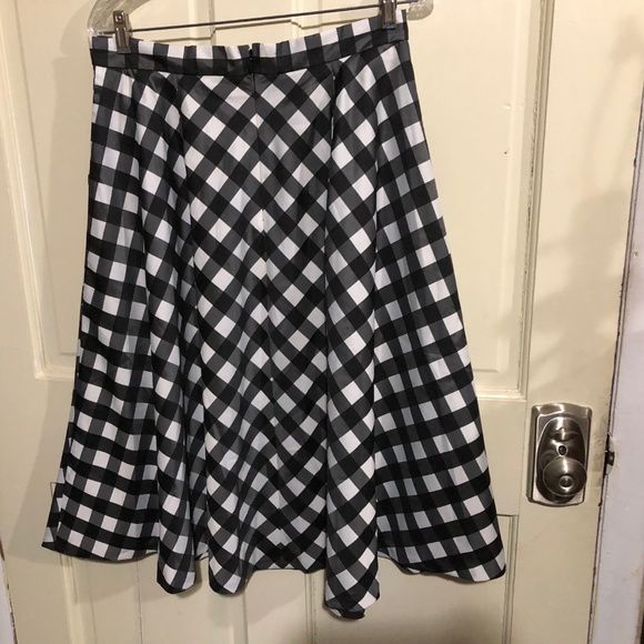 Talbots black white plaid full skirt NEW - Picture 5 of 8